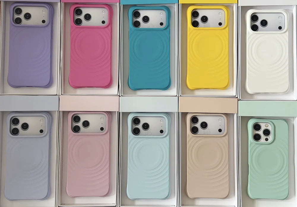 608233 Wave Magnetic Phone Cover for IPhone 13 14 15 16 17 18 Pro Max Case for IPhone 18Pro Quake