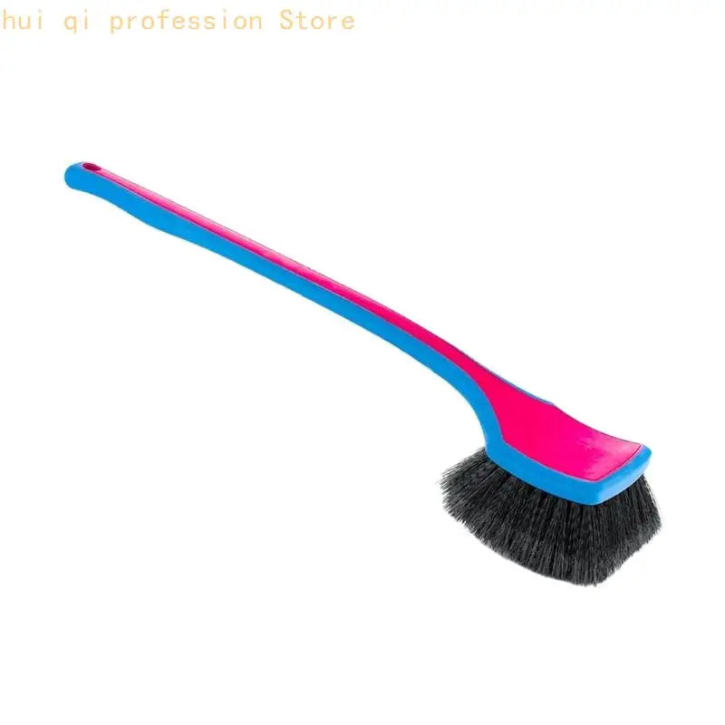 Tire Scrub Brush with Soft Bristles, Extended Handle and Wide Head for Wheel Cleaning, Vehicle Washing and Tire Care H8WE Quake pink CN