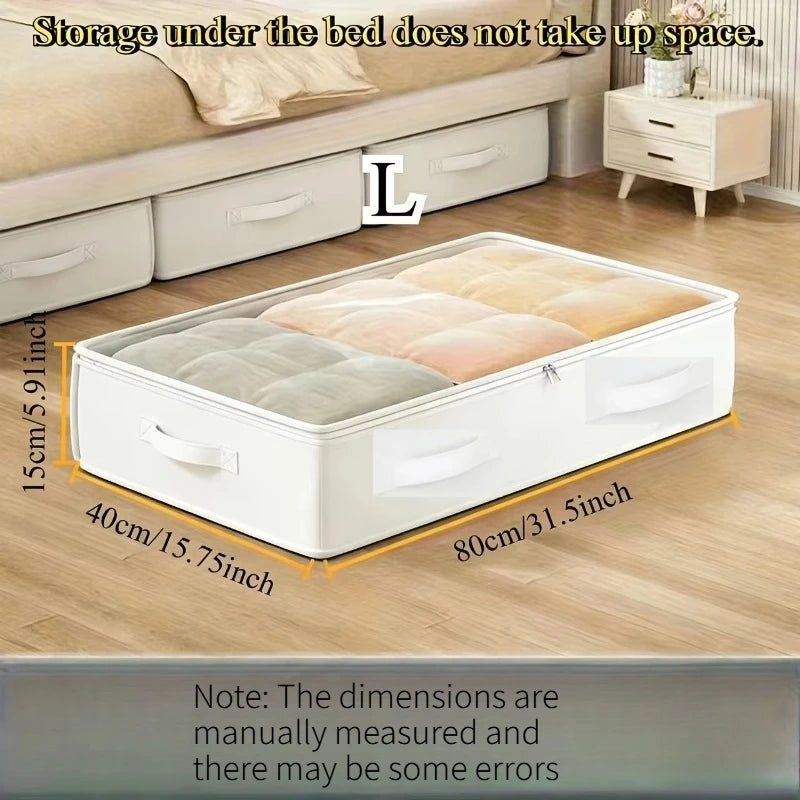 1PC White Visible Foldable Storage Box For Under Bed And Wardrobe Single Pack Tidy Elegant Household Clothes Organizer Quake