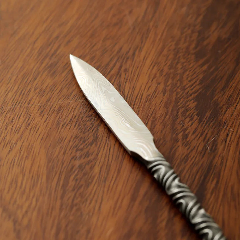 304 tea knife Damascus pattern handmade Pu'er tea needle pry tea tool tea cake tea cone tea set accessories Quake