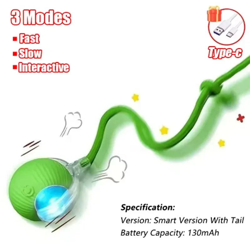 Intelligent Interactive Cat Ball Long-lasting and Durable Easy To Clean Intelligent Obstacle Avoidance Pet Dog Toys Quake green