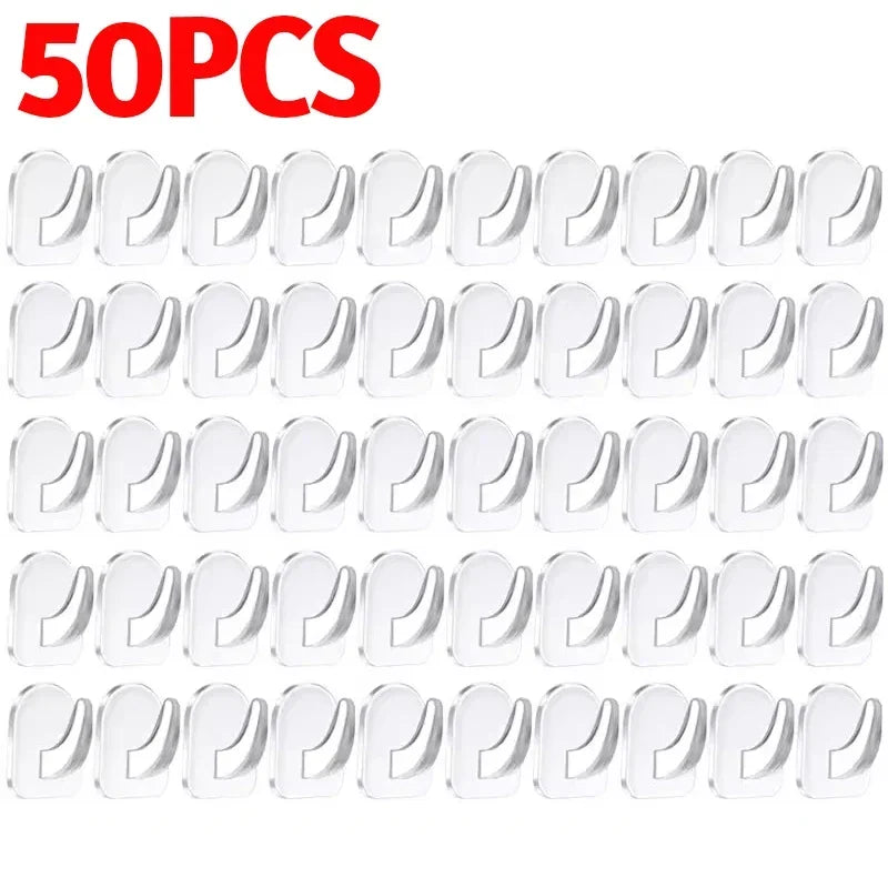 Mini Transparent Hooks Self-Adhesive Wall Hooks Heavy Duty Sticky Hangers Multi-Purpose Home Kitchen Bathroom Storage Organizer Quake 50PCS