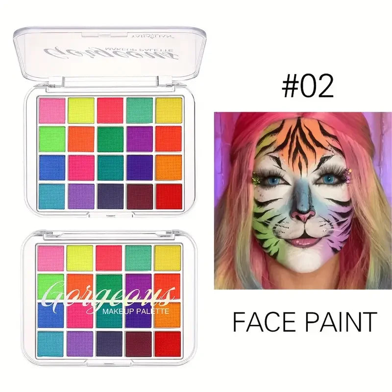 20 Colors UV Black Light Makeup Neon Face Body Painting Palette Luminous Makeup for Carnival Halloween Masquerade Music Festival Quake 02