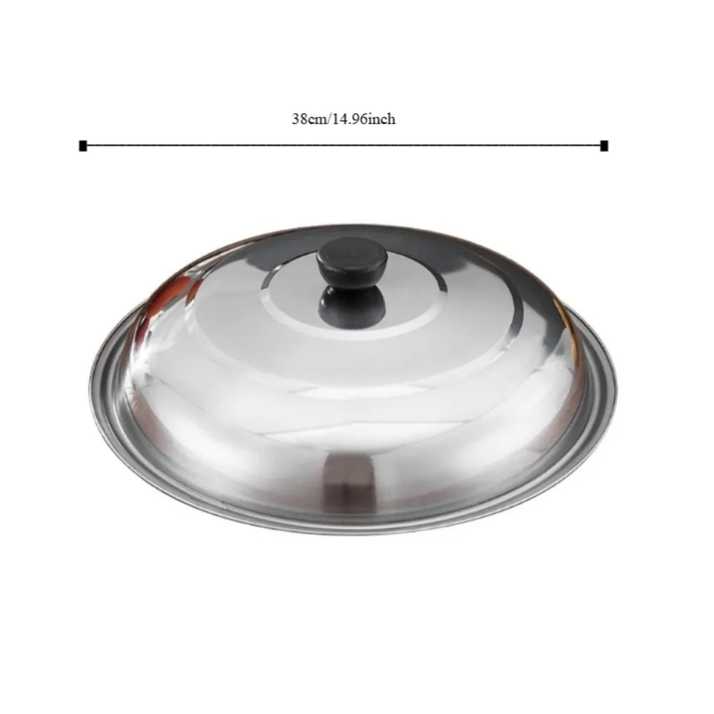 28/32/36/40cm Stainless Steel Pot Cover Universal Cookware Parts Cooking Pot Wok Lid with Knob Frying Pan Cover Quake 38cm