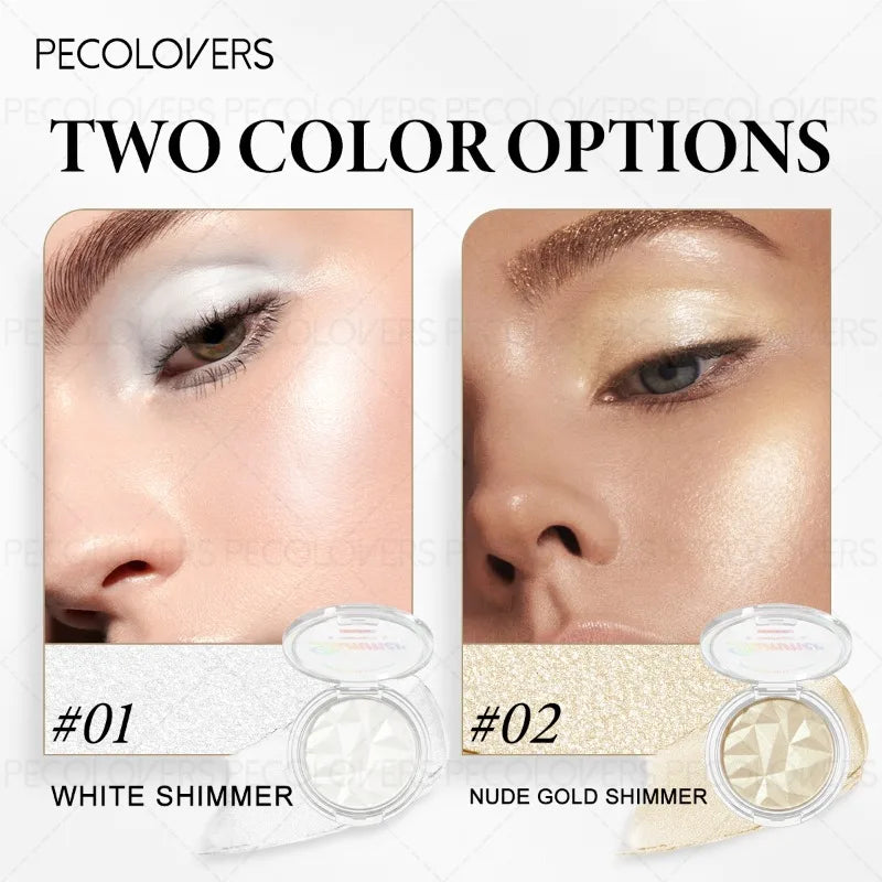 1PC Face Highlight Palette, White Silver and Champagne, Brightening Face Highlight, Waterproof, Facial Cosmetics Quake