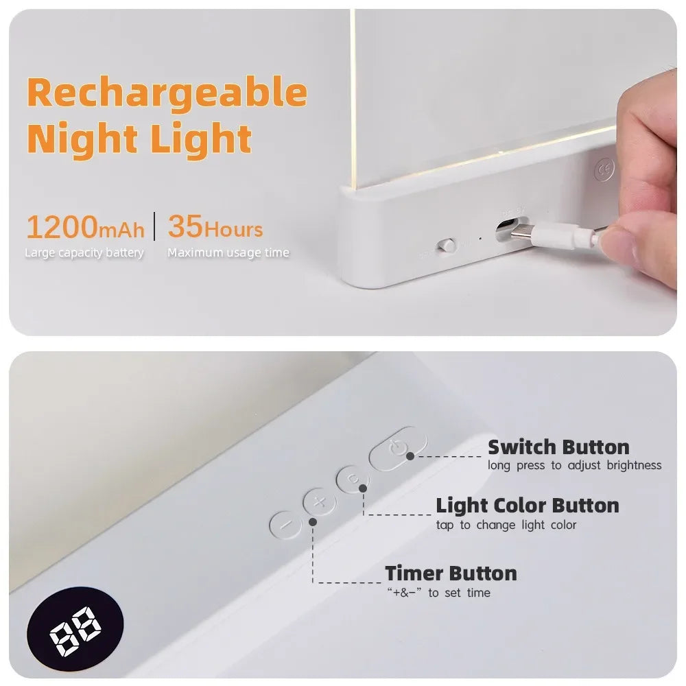 New LED Flat Panel Night Vision Reading Light Eye Protection Reading Light Student Night Light Creative LED Book Eye Care Light Quake