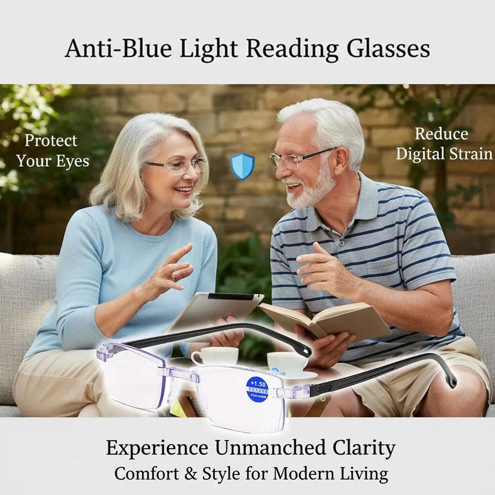 Ultra-Light Rimless Reading Glasses for Men & Women - HD Presbyopic Readers Quake