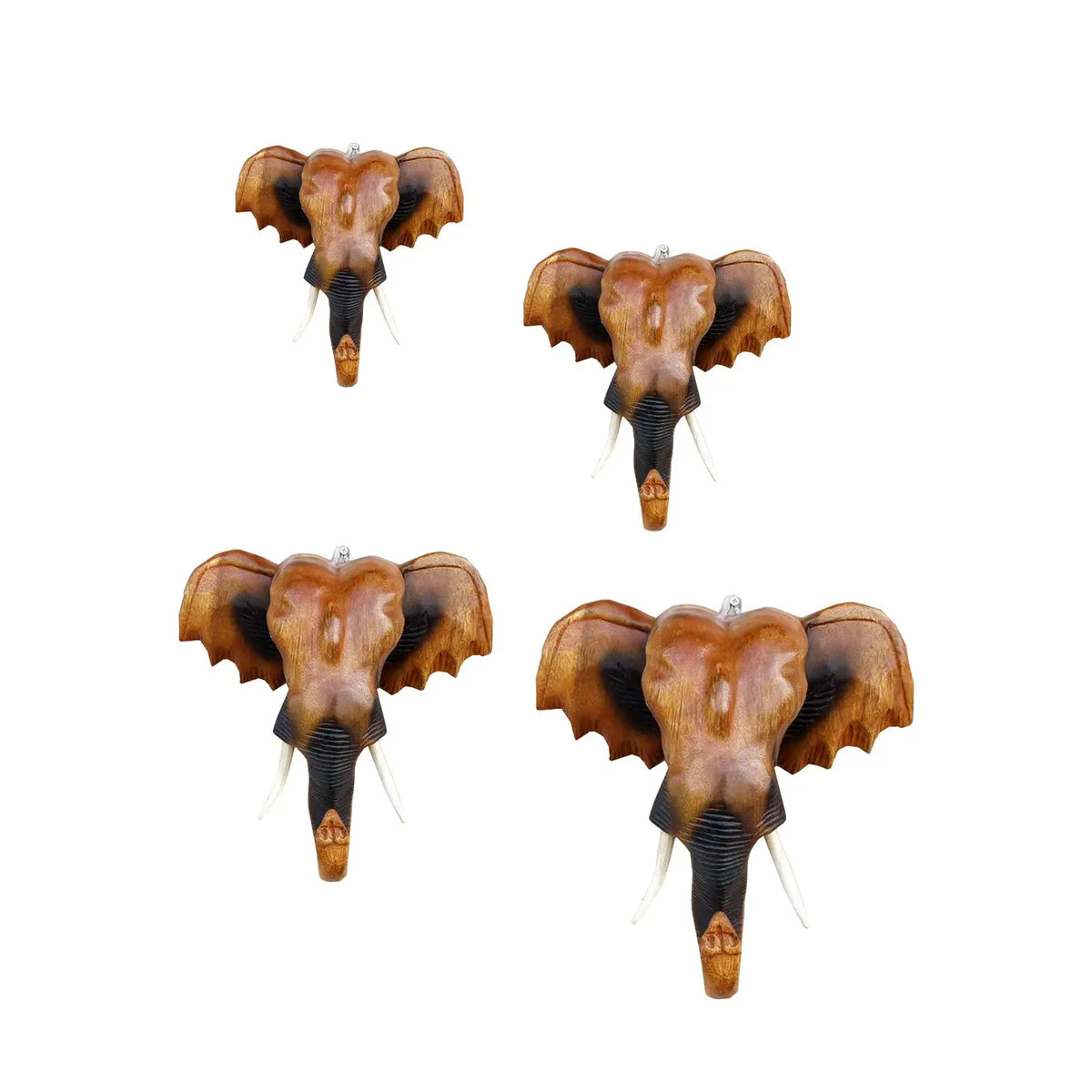 Sculpture, Elephant Head, Wall Decor, Durable Collectible, Decorative Wooden Quake
