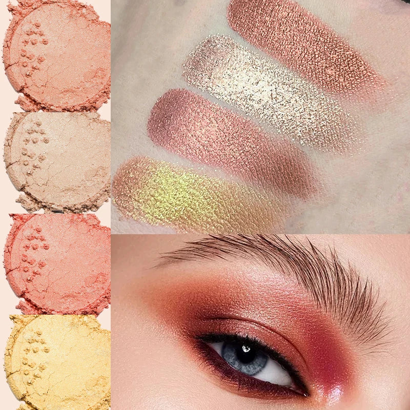 Monochrome Fashion Shimmer Glitter EyeShadow Makeup Pigment Pearlescent Brightening High Light Powder Eyeshadow Lasting Cosmetic Quake