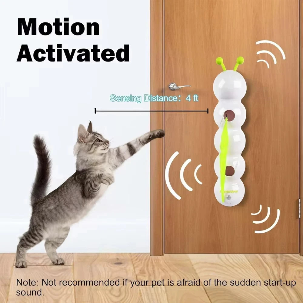 Caterpillar Interactive Cat Toy Motion Activated Wack A Worm Post Toy Rechargeable Automatic Teasing Cat Toy with Tail for Cats Quake