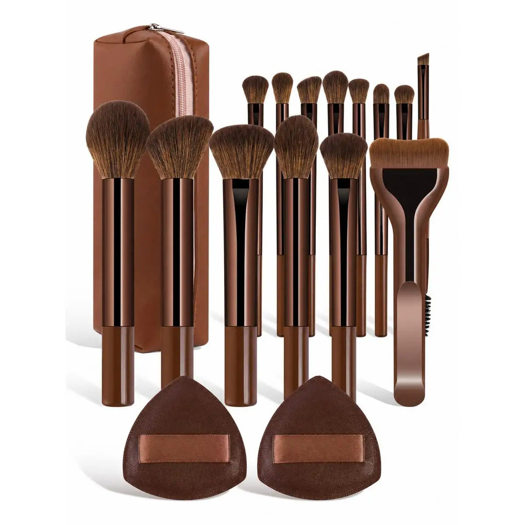 17pcs Makeup Tools Including Foundation Brush Blush Brush Loose Powder Brush Eyeshadow Brush Eyelash Brush Eyelash Brush Eyebrow Quake