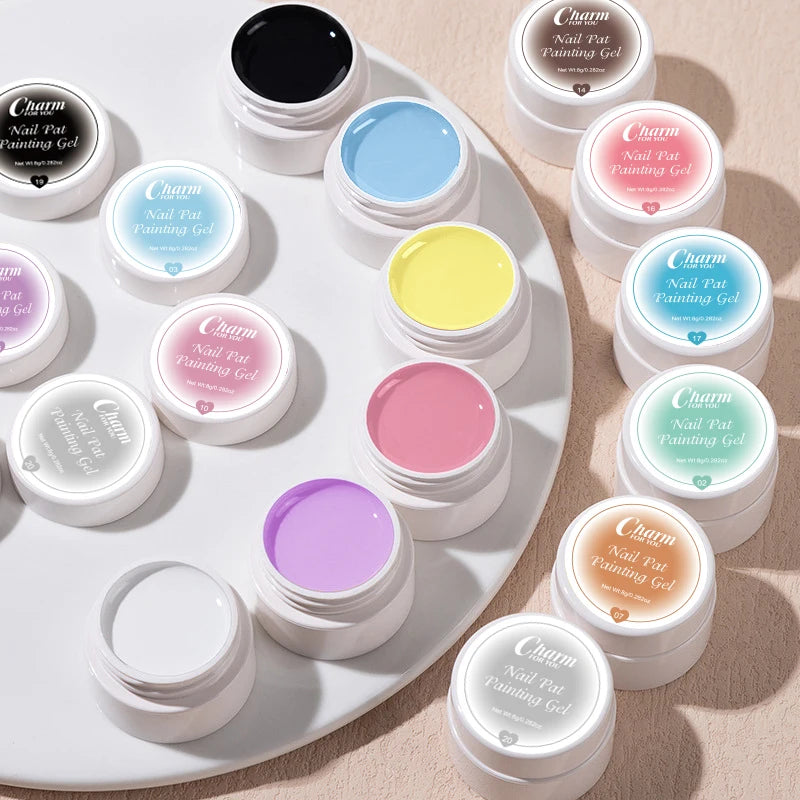 20 Colors Pat Painting Gel,Gel Nail Polish,Soak Off UV LED Gel Polish,Gel Paint For Nail Art Drawing Gel Nail For Art Design Quake
