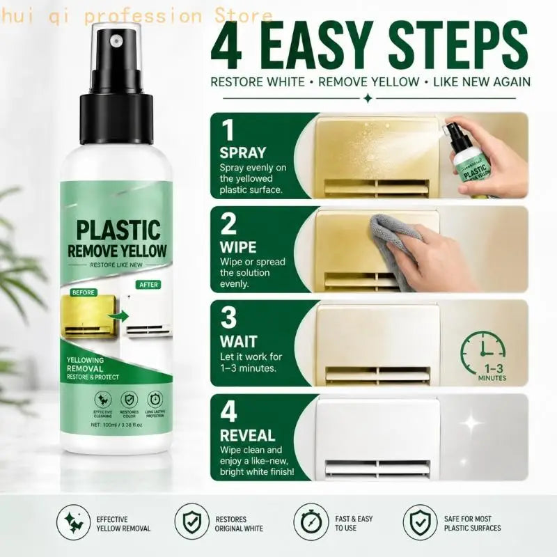 Household Plastic Shell Cleaner for Yellowed Trim and Car Interior Parts, Wipe-On Plastic Yellow Remover with Towel H8WE Quake