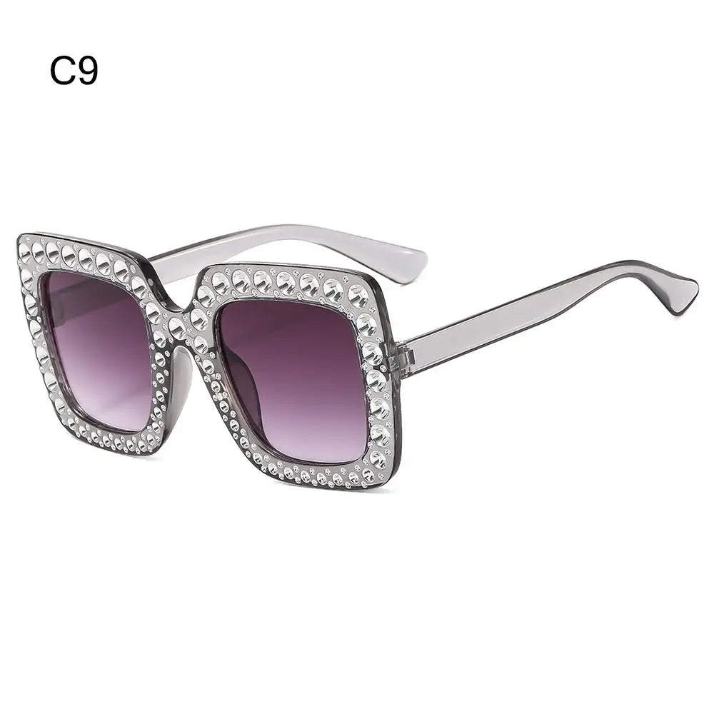 Bling Crystal Sunglasses for Kids Fashion Rhinestone Square Sun Glasses Children Trendy Retro Sparkling Shades UV400 Eyewear Quake C9