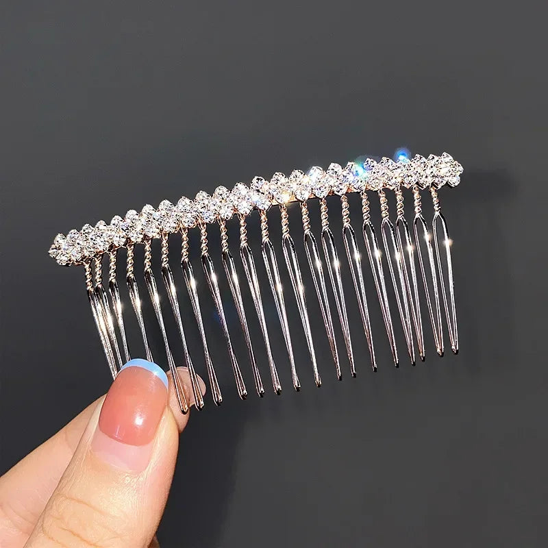 Women Rhinestone Pearl Comb Clip Hair Accessories Bangs Clip Back Head Headdress Broken Hair Finishing Tools Hair Clip Hairpins Quake NO.7