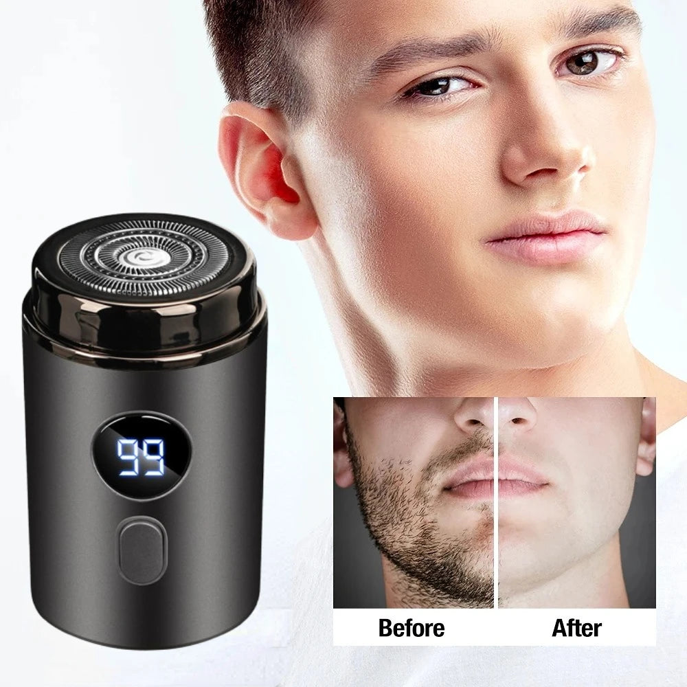 Men Electric Mini Shaver Rechargeable Type-c Charging Car Portable Led Digital Display Wet & Dry Shaver Men Women Home Razor Quake