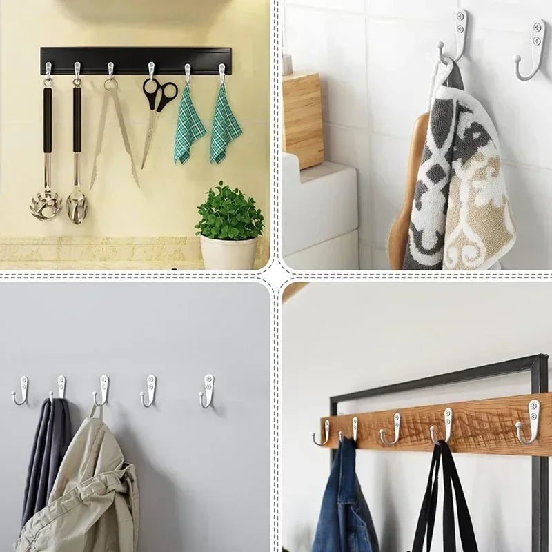 50/1Set Small Wall Mounted Hook with Screws Retro Metal Hooks for Hanging Bag Towels Key Rack Home Kitchen Bathroom Accessories Quake