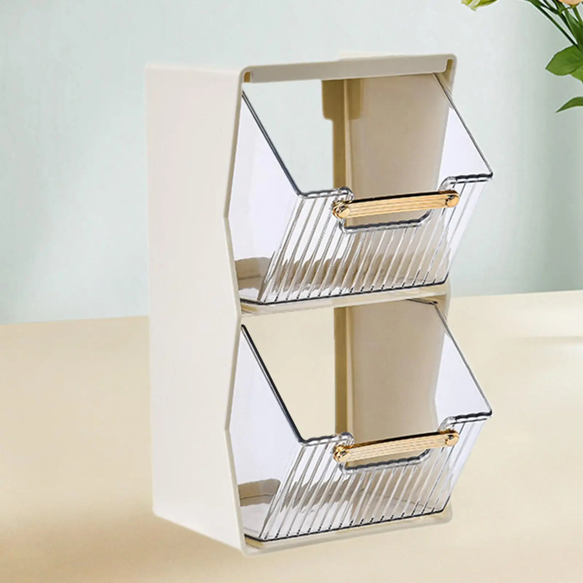 Tea Bag Organizer Large-capacity Versatile Space-saving 2 Layer Detachable Display Box Makeup Organizer for Pantry Lipstick Home Quake