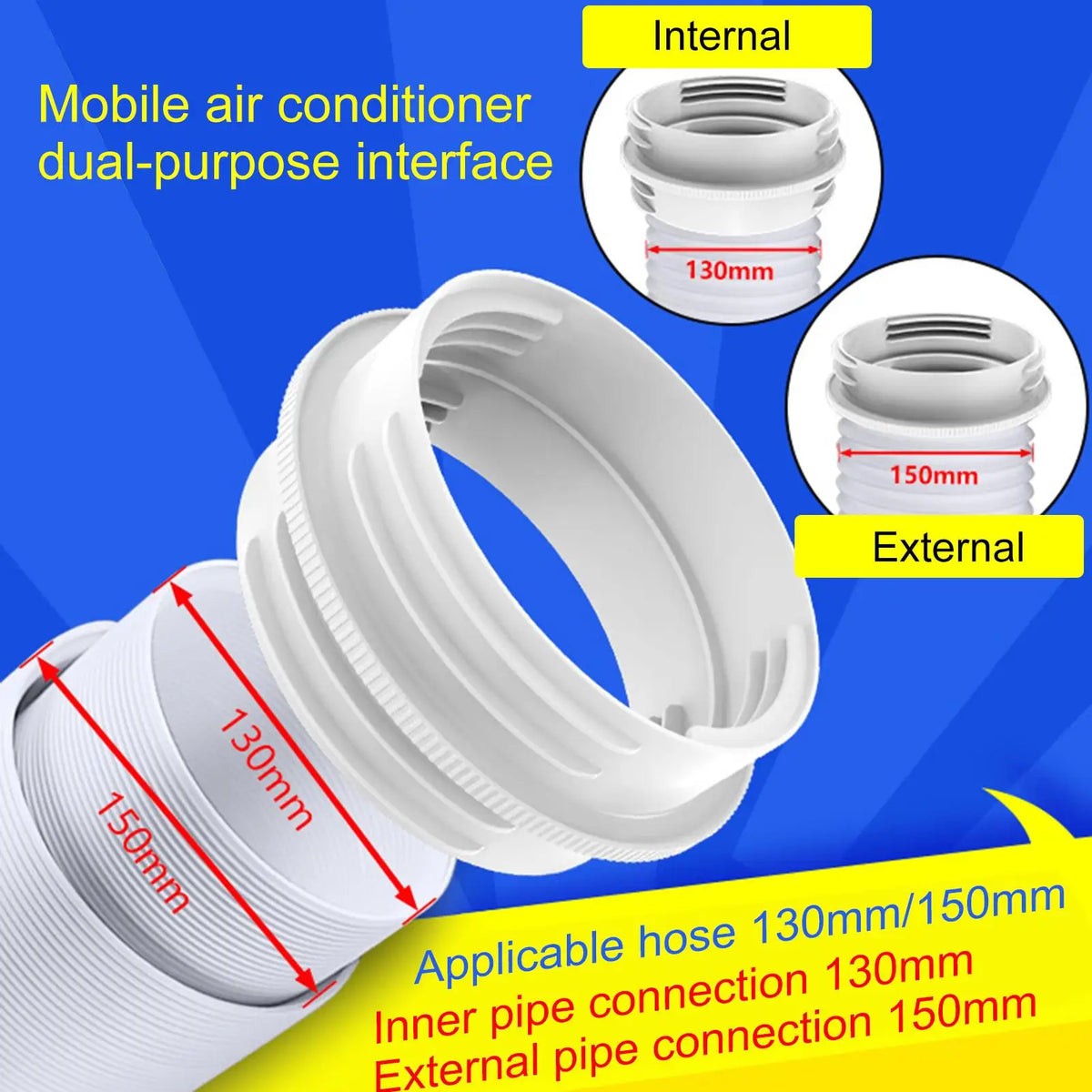 Universal Portable AC Exhaust Hose Connector, Insulated Air Conditioner Coupler for Window/Door/Wall | Sealable Vent Kit Adapter Quake