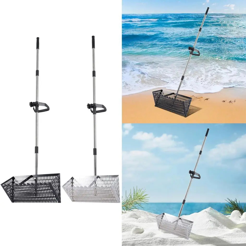 Detachable Sand Sifter Beach Rake Carbon Steel Lawn Sand Rake Sharp Tooth Sieve for Camping and Gardening Tasks Quake