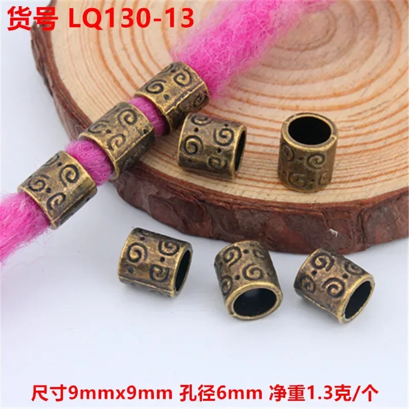 African Braiding Hair Rings Vintage Spiral Braids Hair Styling Tools Accessories Silver Gold Beads for Hair Braids Dreadlock Quake 5pcs LQ130-13