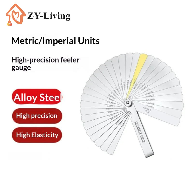 32Pcs/set Portable Durable Feeler Gauge Various Specifications Arc Stainless Steel Feeler Gauge Gauge Rangefinder Quake