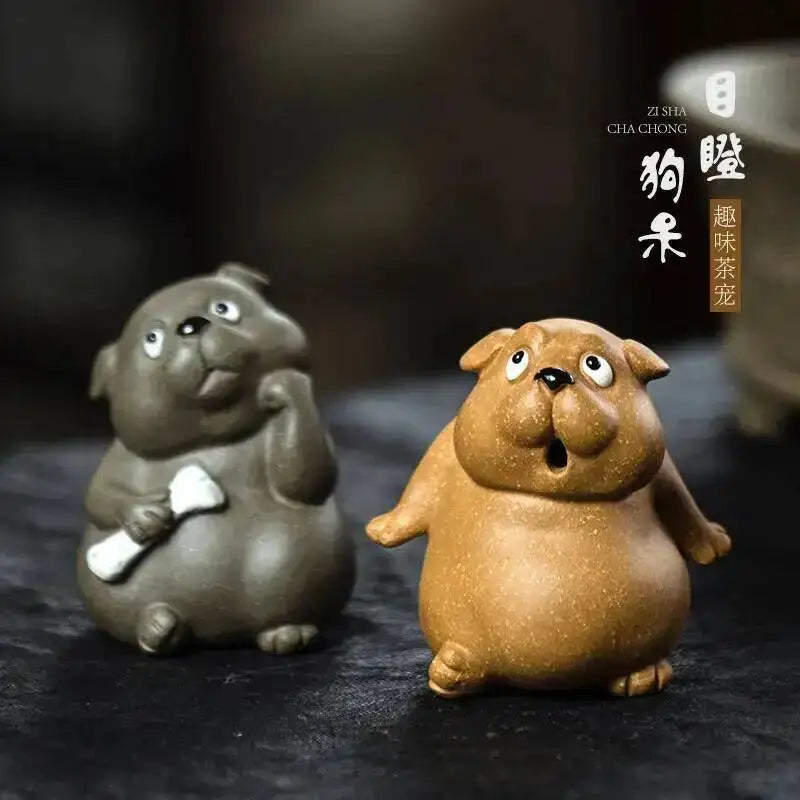 Zisha Tea Pet Dog Tea Table Tea Play Ornament Dog Eyes Staring Dog Dazed Animal Quake