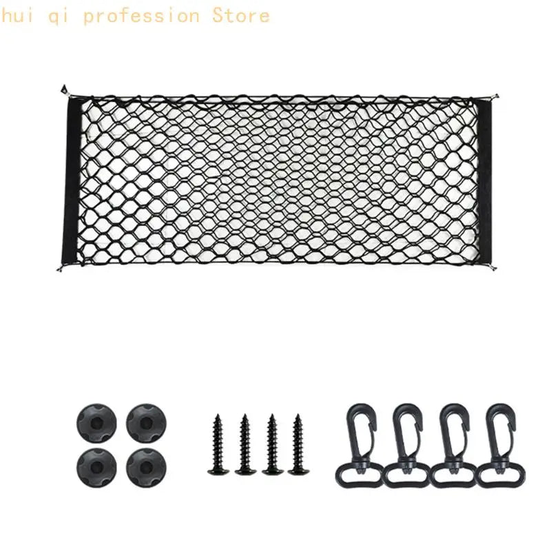 Trunk Cargo Net Fixed Mount Trunk Storage with Stretch Mesh Pocket for Drivers H8WE Quake 90x30cm CN