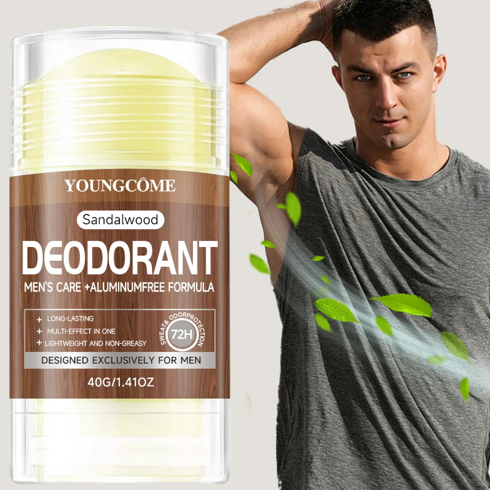 Sandalwood Men's Deodorant Anti Sweating Keep Drying Lasting Fragrance Remove Armpit Odor Underarm Refresh Sticks Fade Body Odor Quake