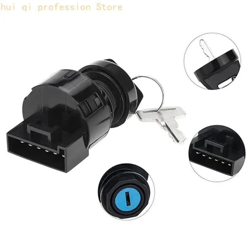 Start Lock Assembly 6 Pin 3 Position for Listed Vehicle Models, Starter Lock Set with Two Keys for UTV Motorcycle H8WE Quake