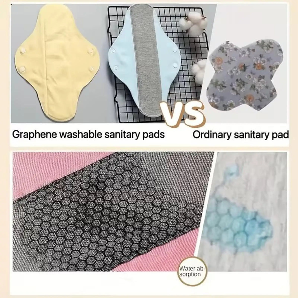 6pieces Reusable Sanitary Pads for Women Leakproof Waterproof Soft Napkins Reusable Feminine Pads for Elderly Urinary Postpartum Quake