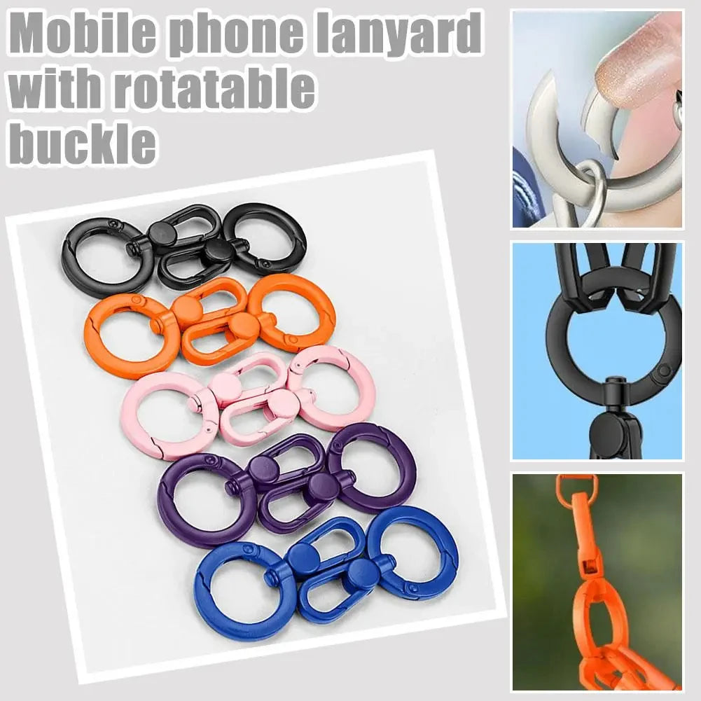 Metal Phone Lanyard Gasket Patch Rotatable Metal Buckle Hanging Steel Clip Card Cord Tab Mobile Phone Accessories Quake