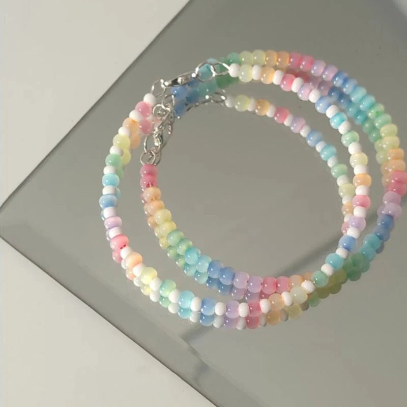 1PCS Colorful Beaded Bohemian Style Bracelet for Women And Girls Simple Sweet Versatile Jewelry Accessory Gift Quake A2