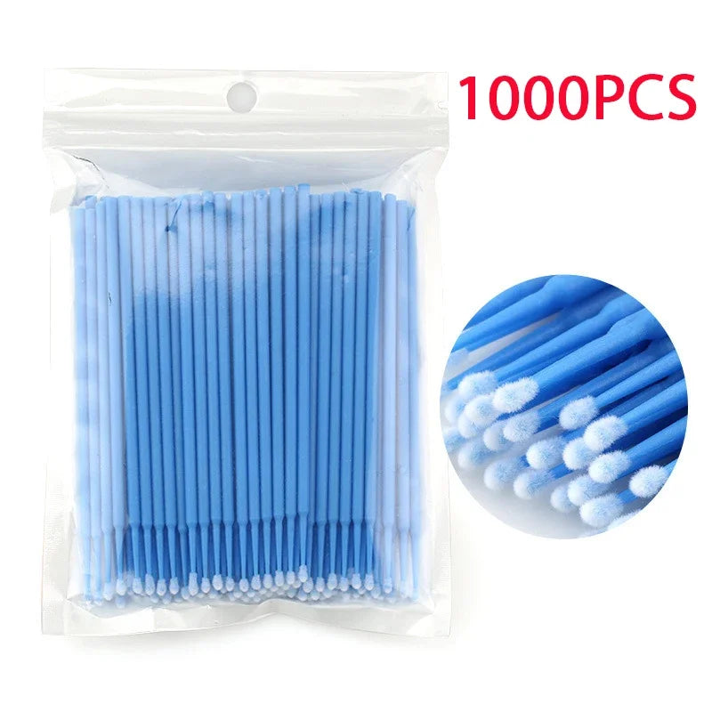 vvocci Disposable Microbrush Eyelash Extension Tools 500/1000pcs - Crystal Swab Lash Grafting & Removal Applicators Quake M94 1000PCS blue