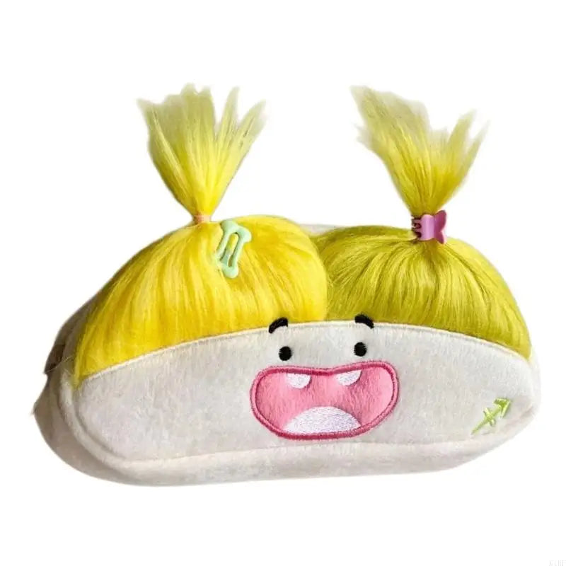 Plush Character Pencil Case with Roomy Writing Tool Storage, Cotton Fabric, Embroidered Face, and Secure Top Closure K1KF Quake Sagittarius. CN