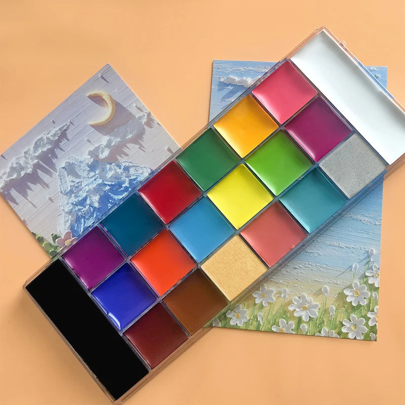 20 Colors Face Body Oil Painting Paint Pigment Non Toxic Safe Kids Flash Tattoo Painting with Brush Art Halloween Cosplay Party Quake