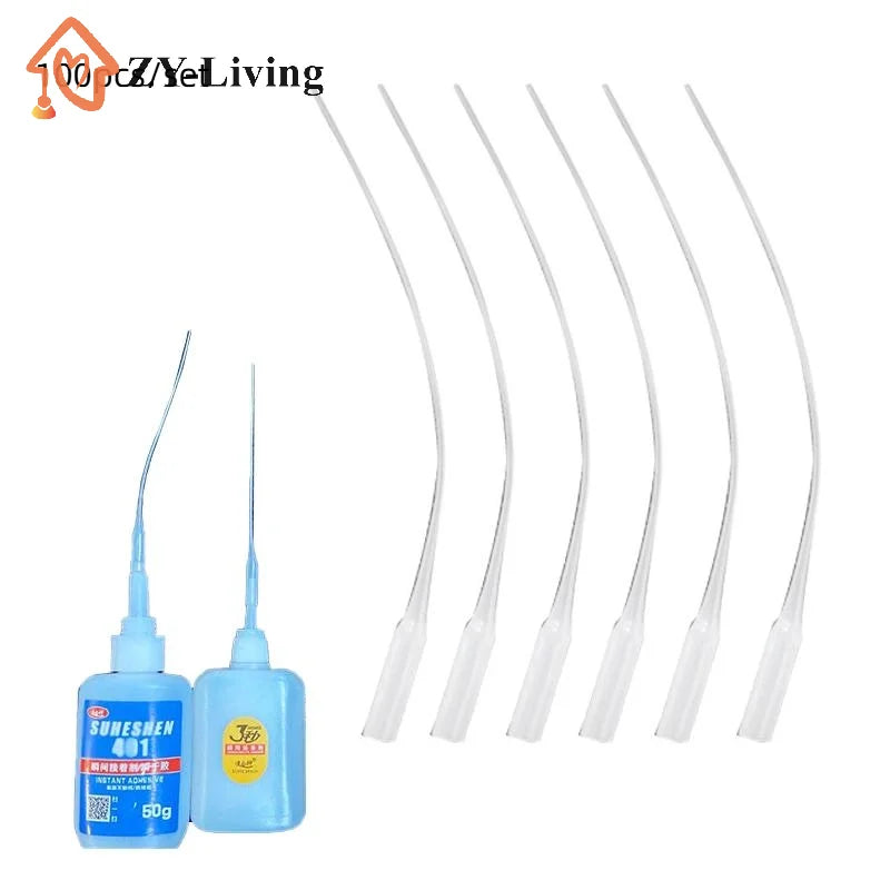 100pcs/lot 7cm Glue Tips Plastic Glue Micro-Tips Glue Extender Precision CA Glue Applicator Quake