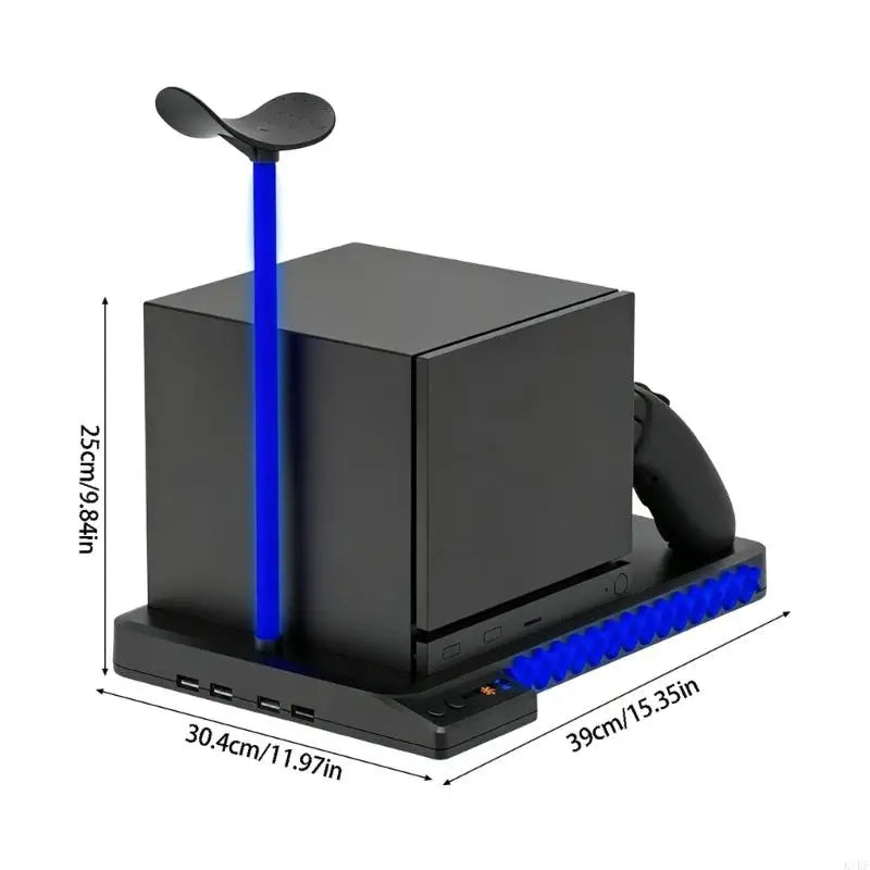 Multifunction Gaming System Cooling Charging Dock with USB Expansion, Controller Charging Slot, Headphone Holder & Soft K1KF Quake