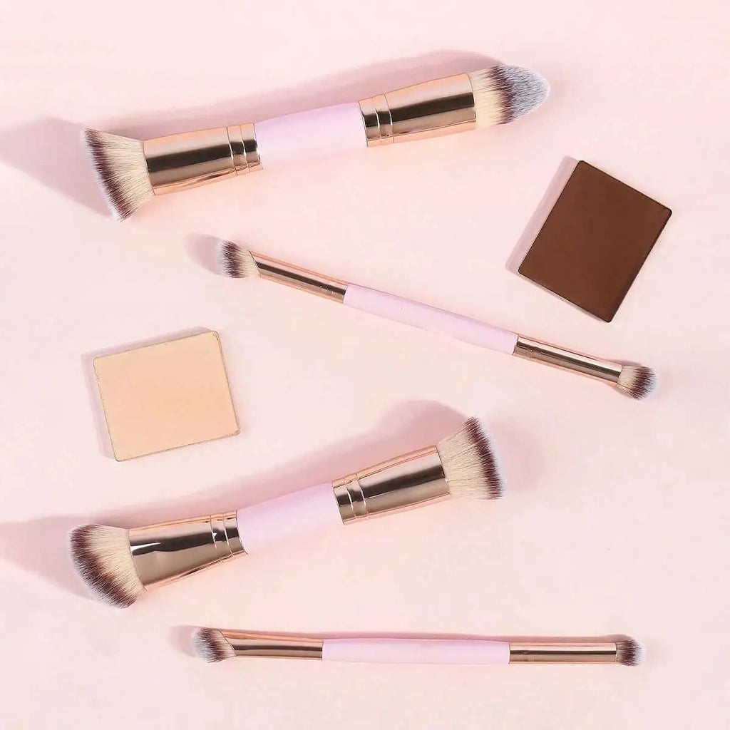 4pcs Basic Makeup Brushes Set With Box Dual-ended Foundations Powder Blush Details for Eyeshadow Brushes Beginner Travel Quake