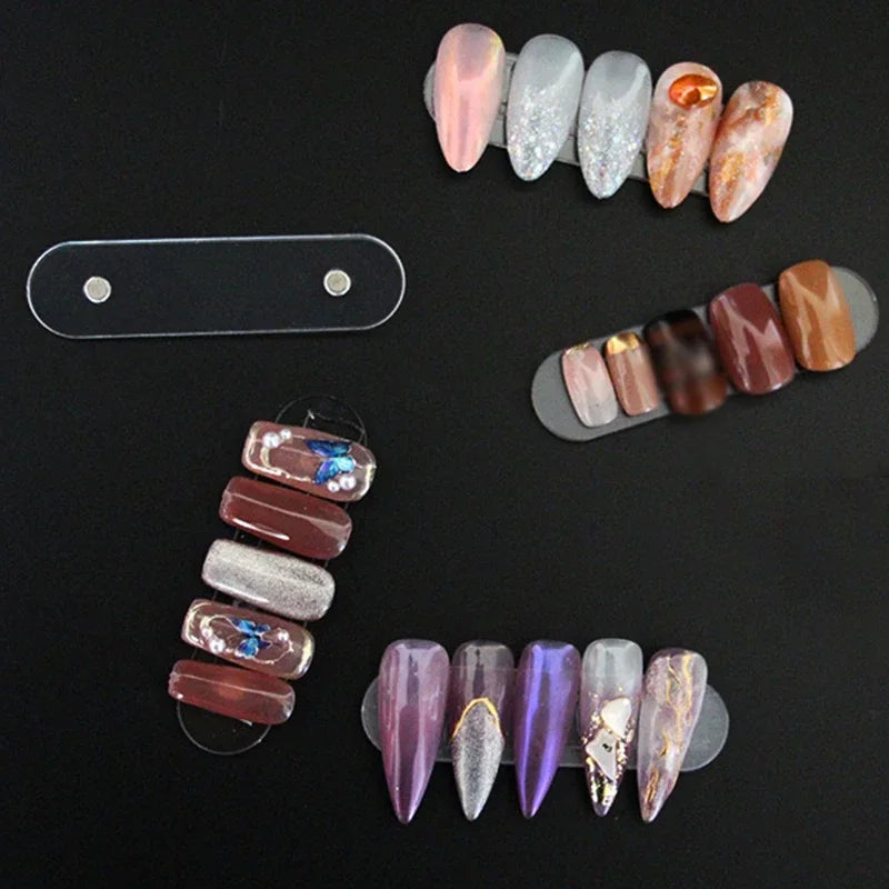 Holder Strip Manicure False Nail Tips 10/20/30pcsDisplay Stand With Magnet Transparent Practice Acrylic Gel Polish Showing Tool Quake