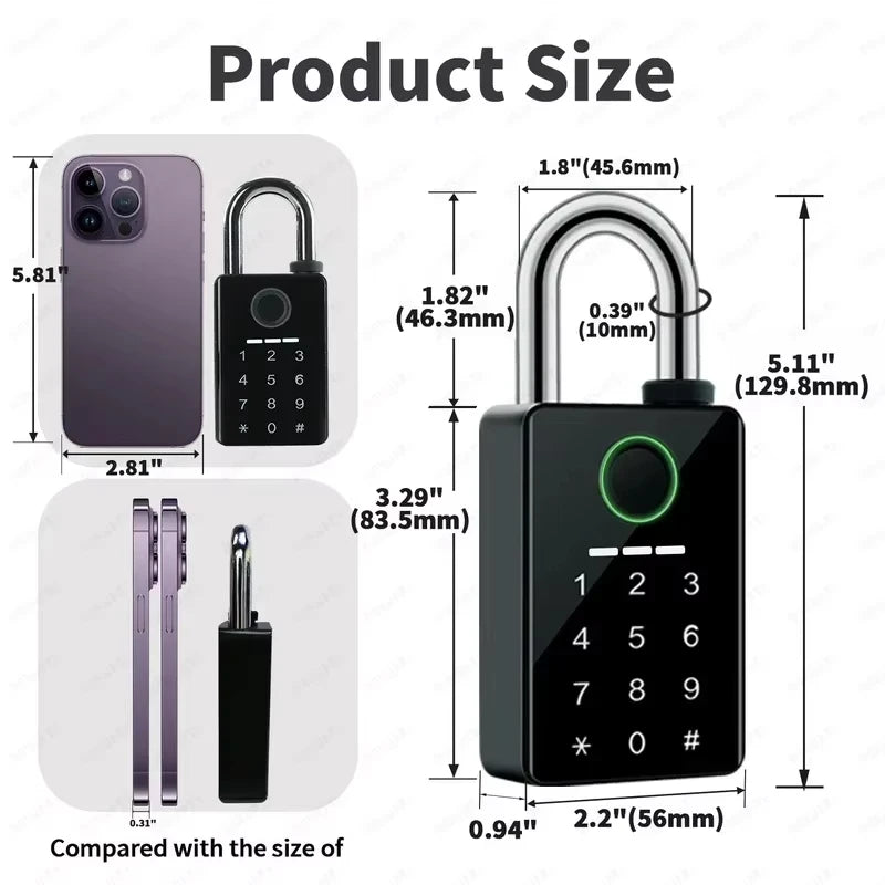 Waterproof Padlock Electronic Lock Keyless Unlock Heavy duty Padlock for home house Warehouse garage Quake
