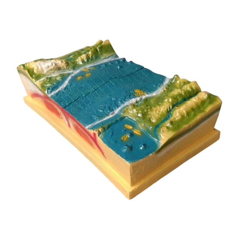 Plate Motion and Landform Teaching Model With Raised 3D Terrain, Visible Side Panels, PVC Geography Aid for Classroom K1KF Quake CN