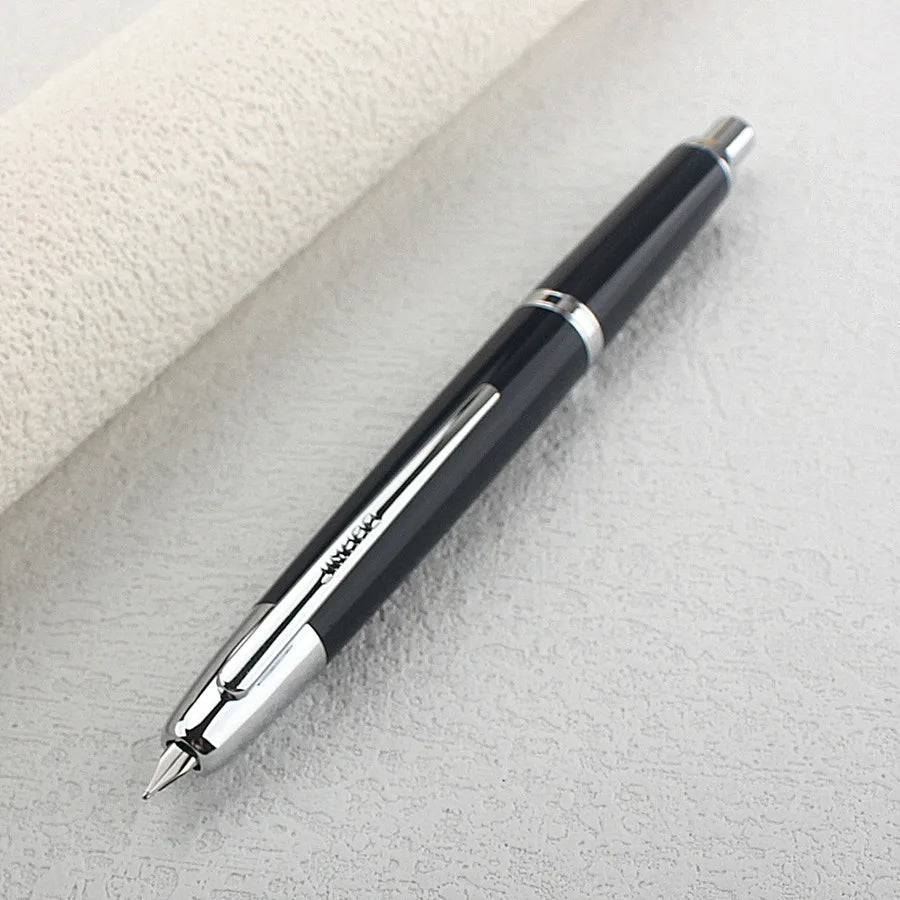 Smooth JINHAO 20 Press Fountain Pen Retractable EF F Nib Transparent Black Writing Ink Pen with Converter School Office Supplies Quake Dark Blue F 0.5MM