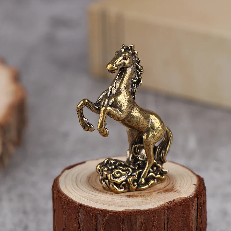 1Pc Bronze Horse Statue Chinese Zodiac Sculpture Metal Craft Living Room Tea Table Desktop Home Decor Quake A