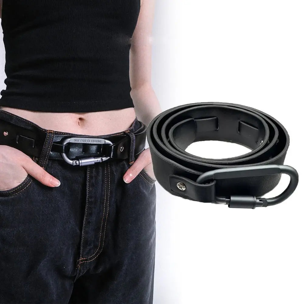 Fashion Pin Buckle Carabiner Buckle Belt Retro Luxury Design D Shape Letter Hook Belt Adjustable Casual Waist Belt For Women Men Quake