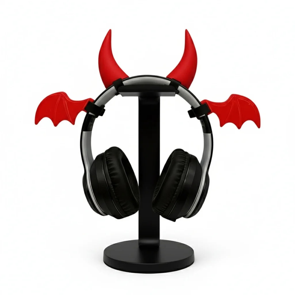 Halloween Decorations Devil Horns and Wing, Headphone Decorations, Devil Horns & Wing 3D Detachable Headphone Decorations Quake