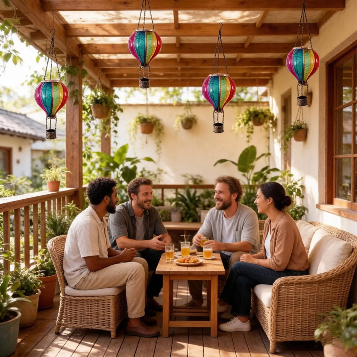 Waterproof Portable Decorative Hot Air Balloon Solar Lantern Lamp for Outside Garden Patio Balcony Pathway Walkway Lawn Porch Quake