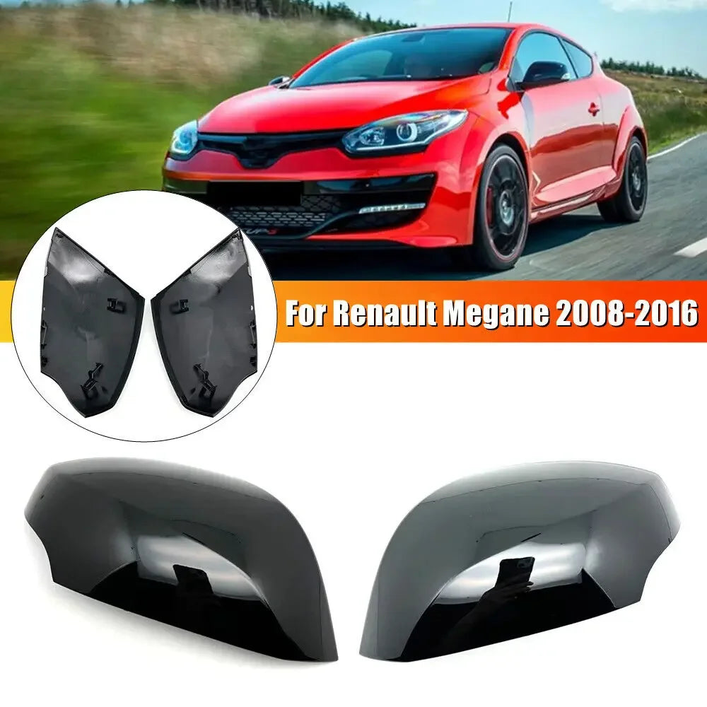 For Renault Megane MK3 2008-2015 Car Replacement Rearview Side Mirror Cover Wing Cap Exterior Door Rear View Case Trim Black Quake Black