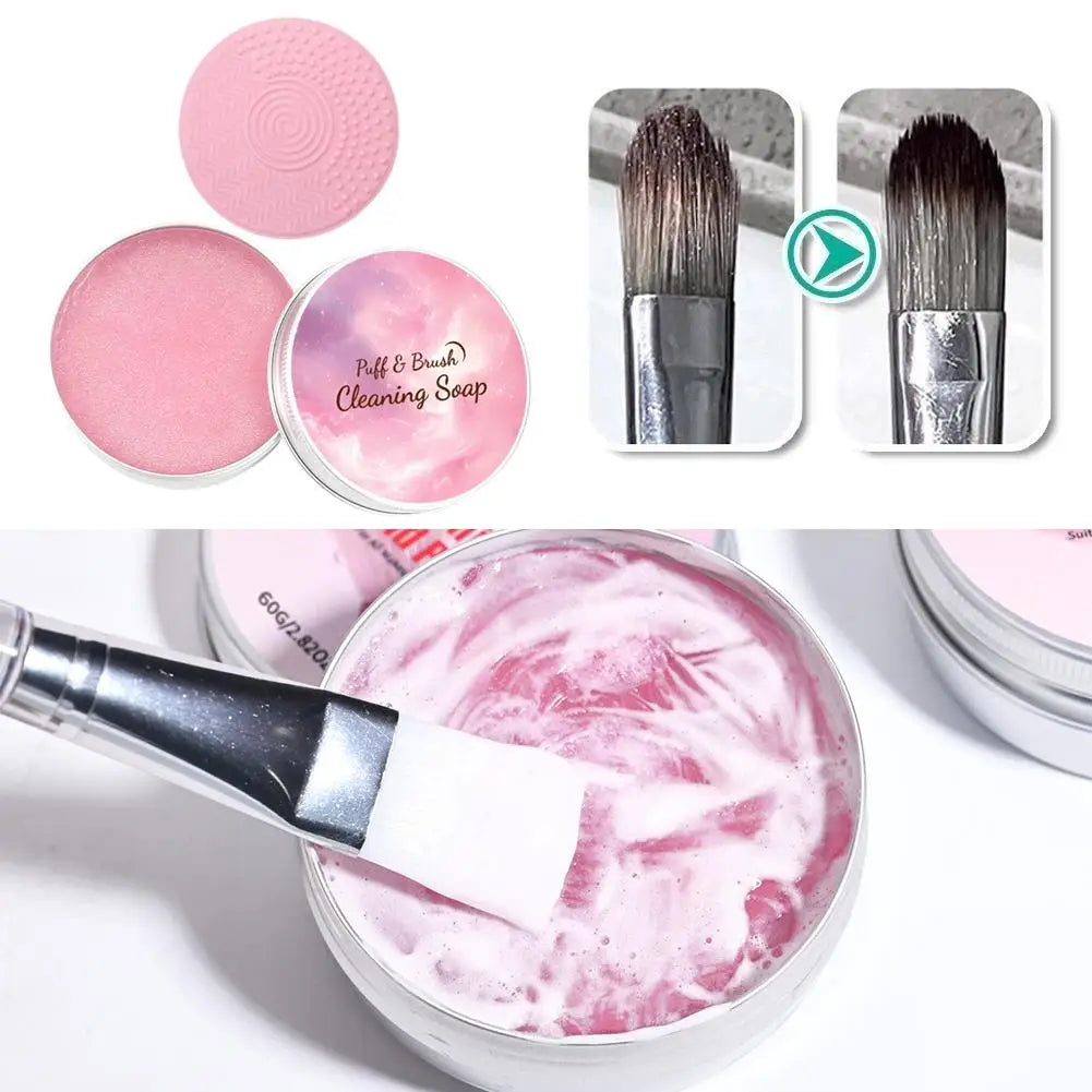 Makeup Brush Cleaner Soap with Silicone Mat, Deeply Cleans Waterproof Makeup for Synthetic & Natural Makeup Brushes & Sponges Quake