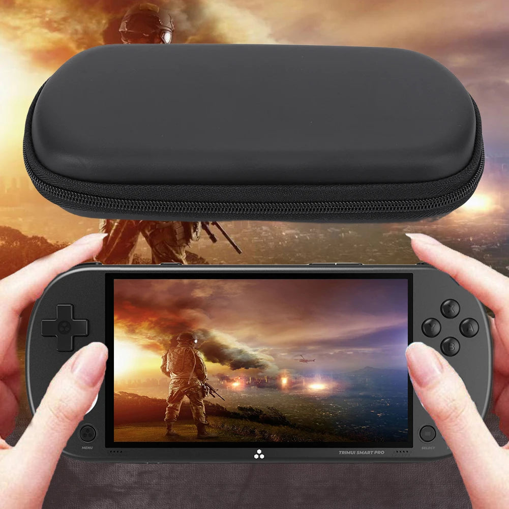 Handheld Game Console Case with Tempered Glass Film Hard Shell Storage Bag Waterproof for Trimui Smart Pro Handheld Game Console Quake